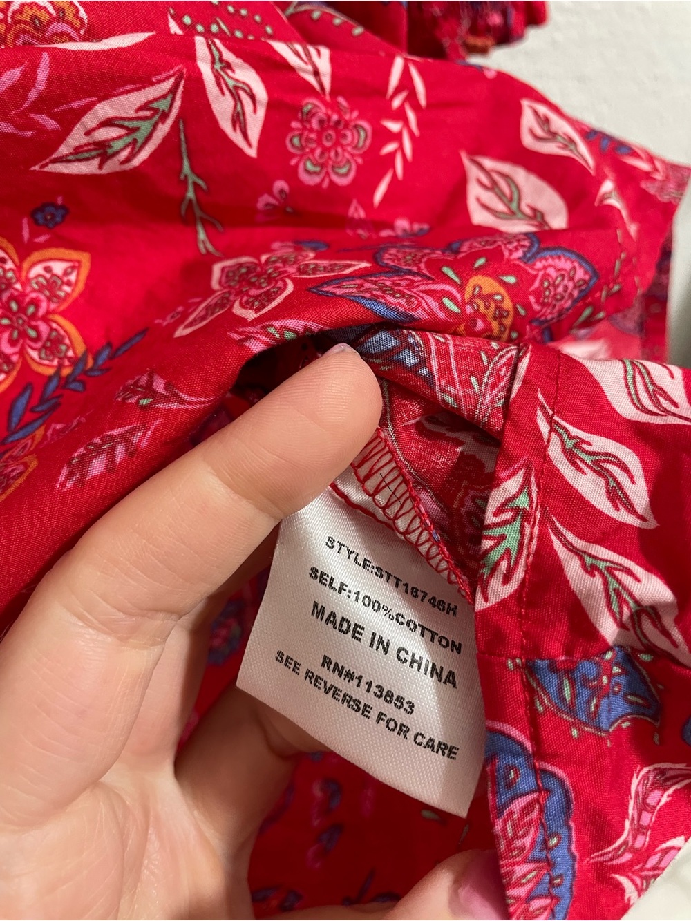 Avara Red Floral V-Neck Puff Sleeve Blouse - Picture 3 of 5